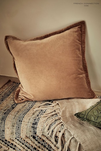 French Connection Coffee Washed Velvet Cushion (430587) | £30