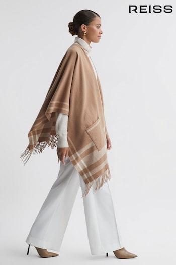 Reiss Camel Catalina Wool Striped Cape (430677) | £148