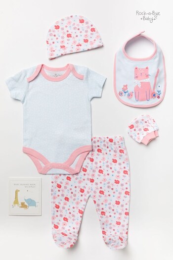 Rock-A-Bye Baby Boutique Blue Cat Print Cotton 6-Piece Baby Gift Set (430724) | £30