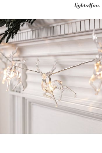 Lights4fun Clear 10 Warm White Reindeer Battery Operated Christmas Fairy Lights 1.7M (430927) | £20