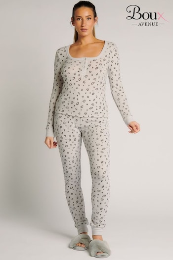 Boux Avenue Grey Leopard Supersoft Top And Leggings Pyjama Set (431049) | £38