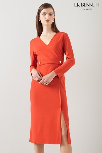 LK Bennett Orange Sarah Lenzing™ Ecovero™ Viscose Blend Dress (431091) | £199