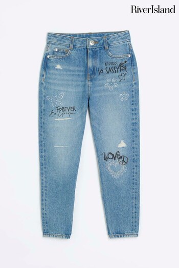 River Island Blue another Butterfly Graffiti Mom Jeans (431181) | £27