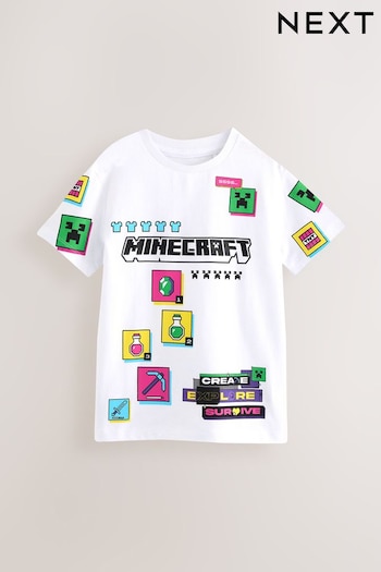 White All Over Print Licensed Minecraft Short Sleeve T-Shirt (3-16yrs) (431407) | £12 - £15
