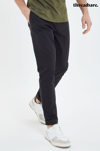 Threadbare Black Cotton Twill Chino Trousers With Stretch (431778) | £26