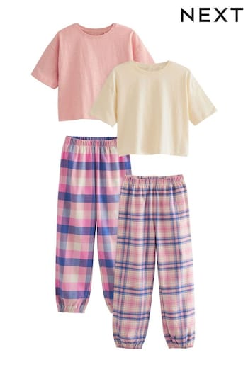 Pink/Blue Woven Check Pyjamas 2 Pack (3-16yrs) (431993) | £26 - £35