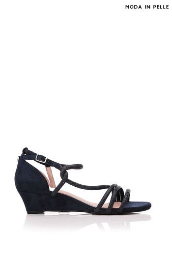 Moda In Pelle Yazmina Blue Assymetric Glitz Demi Wedge Sandals (432014) | £79