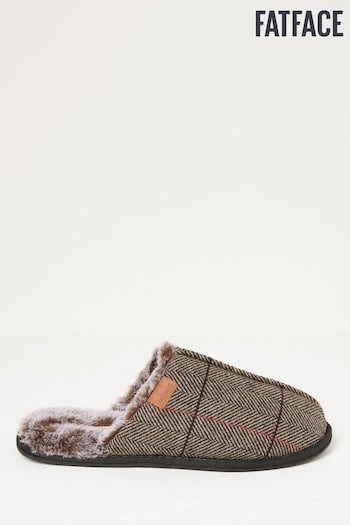 FatFace Brown Harvey Check Mule Slippers (432598) | £27