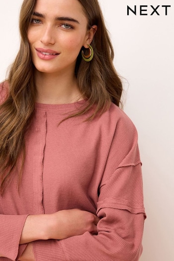 Rose Pink Seam Detail Waffle Top (432891) | £28