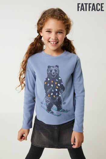 FatFace Blue Skiing Bear Rib T-Shirt (432909) | £14