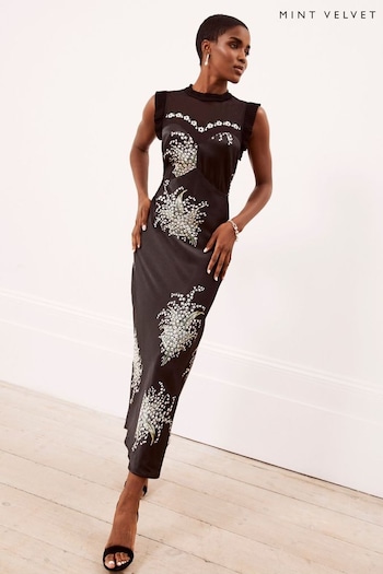 Mint Velvet Black Felicity Print Maxi Dress (433017) | £159