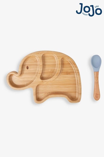 JoJo Maman Bébé Bamboo Suction Elephant Plate & Spoon Set (433051) | £15