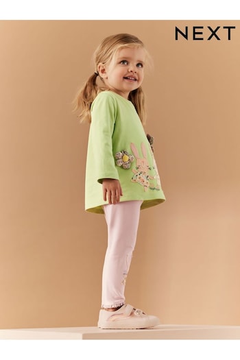 Green Pretty Bunny Long Sleeve T-Shirt and Jogging Legging Set (3mths-7yrs) (433078) | £14 - £18