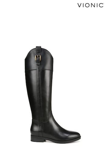 Vionic Leather Phillipa Knee High Black Genjo Boots (433172) | £250