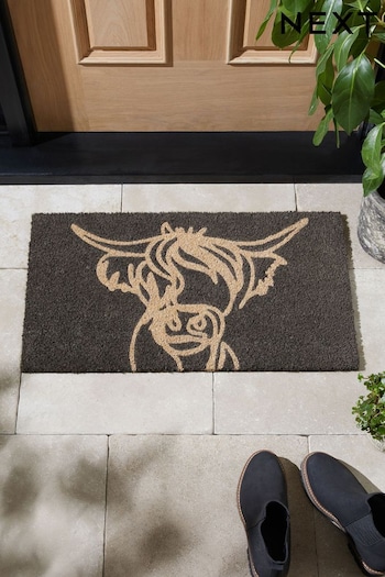 Grey Hamish the Highland Cow Doormat (433338) | £14 - £24