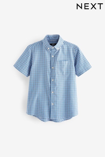 Blue Short Sleeve Oxford Check Shirt (3-16yrs) (433364) | £9 - £14