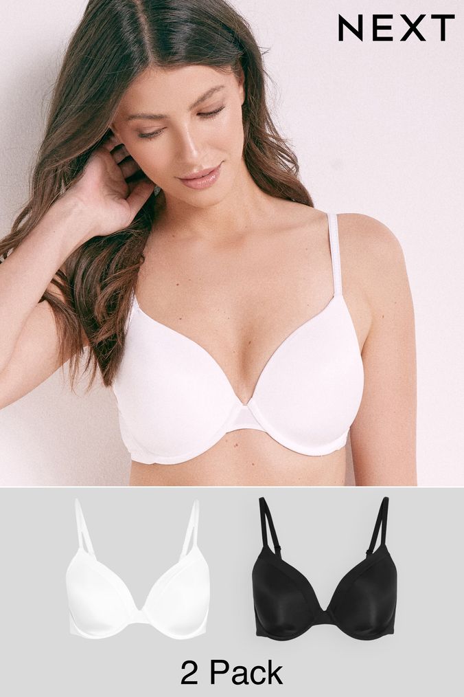 Black/White Light Pad Full Cup Smoothing T-Shirt Bras 2 Pack (433371) | £22