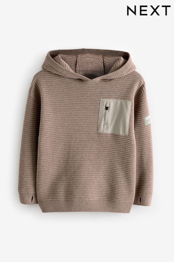 Taupe Brown 100% Cotton Utility Knitted Hoodie (3-16yrs) (433572) | £18 - £23