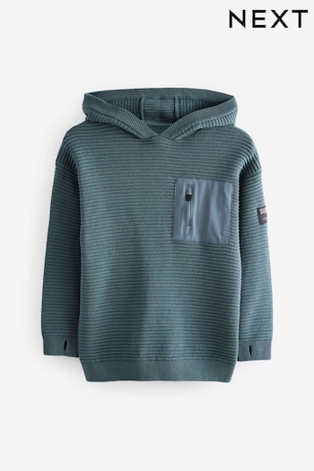 Blue 100% Cotton Utility Knitted Hoodie (3-16yrs) (433592) | £18 - £23