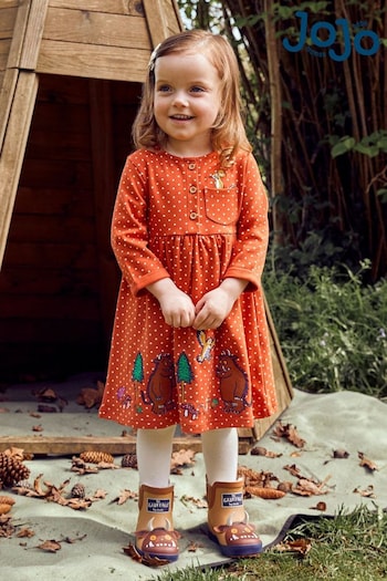 JoJo Maman Bébé Orange Kids' The Gruffalo Appliqué Button Front Dress (433692) | £24.50