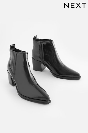 Black Forever Comfort® Leather Western Ankle Boots (433721) | £62