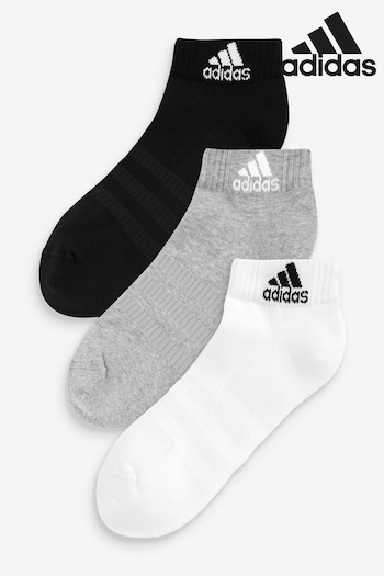 adidas red Multi Adult Cushioned Ankle Socks 3 Pairs (433746) | £12