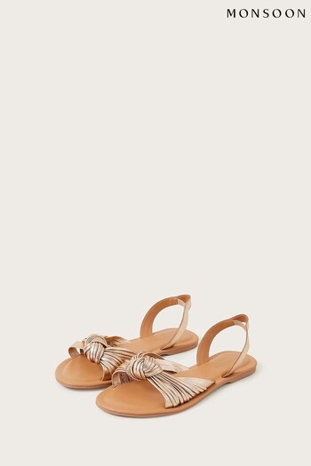 Monsoon Gold Knot Front Leather Sandals (433884) | £50