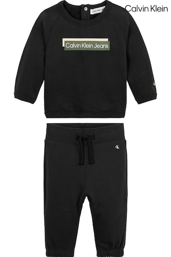 Calvin Slide Klein Newborn Unisex Black Joggers Set (434032) | £85