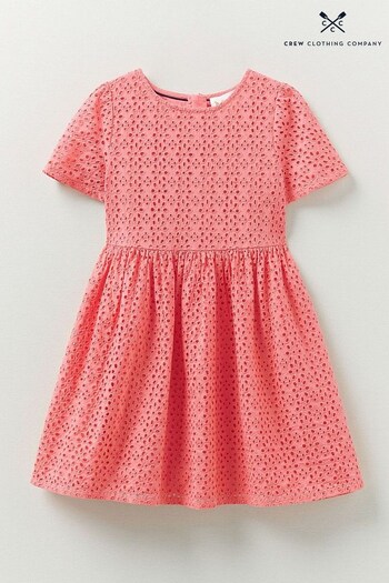 Crew Clothing Company Pink Coral Floral Print Cotton A-Line Dress (434040) | £34