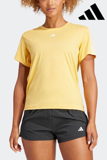 adidas frame Yellow Aeroready Train Essentials 3-Stripes T-Shirt (434104) | £23