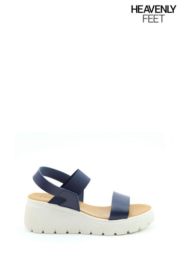 Heavenly Feet Blue Made in Italy Sling-Back Superhydrophobic Sandals (434197) | £35