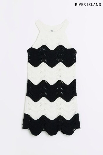 River Island Black Girls Wave Stitch Dress (434410) | £27 - £36