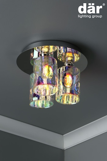 Dar Lighting Silver Inter 3 Light Flush Fitting Ceiling Light (434423) | £59