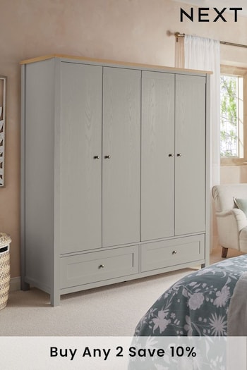 Dove Grey Malvern Paint Effect 4 door, 2 drawers Wardrobe (434621) | £850