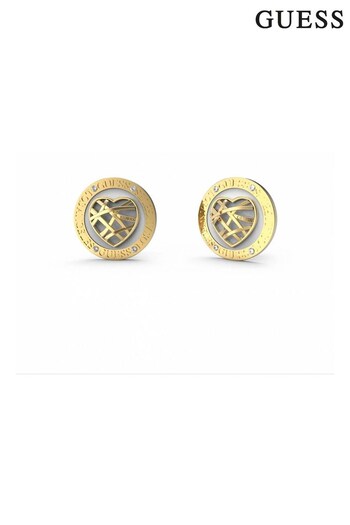 Guess Ladies Gold Tone Heart Cage Earrings (434832) | £49