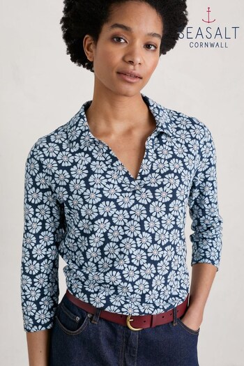 Seasalt Blue Cornwall Wavecrest Jersey Shirt (434972) | £46