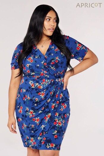 Apricot Blue Multi Painted Shadow Floral Bodycon Dress (434976) | £39