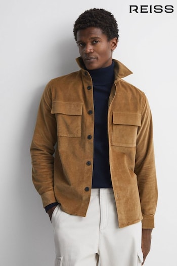 Reiss Camel Colins Corduroy Button-Through Overshirt (434988) | £138