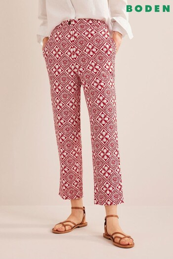 Boden Red Pull-On Linen Trousers (435028) | £85