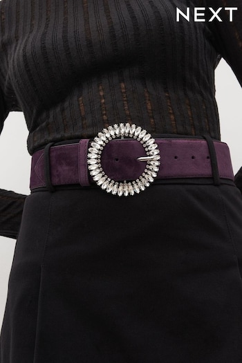 Purple Velvet Jewel Buckle Wide Belt (435390) | £20