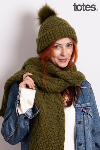 Totes Green Ladies Knitted Hat & Scarf Set (435498) | £30