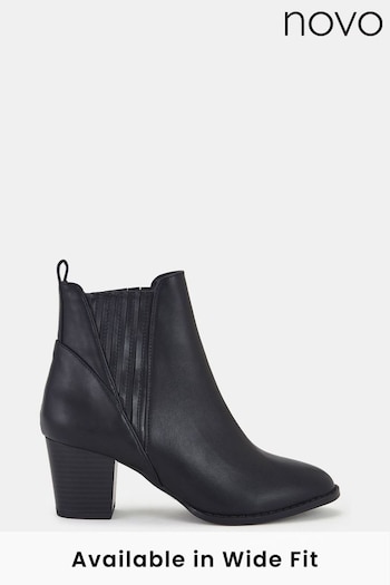 Novo Black Wide Fit Devan Block Heel Chelsea Boots (435807) | £39