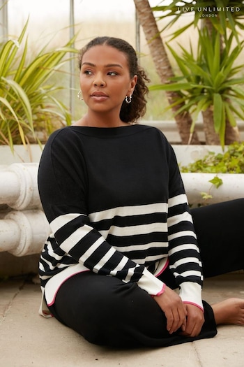 Live Unlimited Curve Stripe Black Jumper with Pink Tipping (435845) | £69