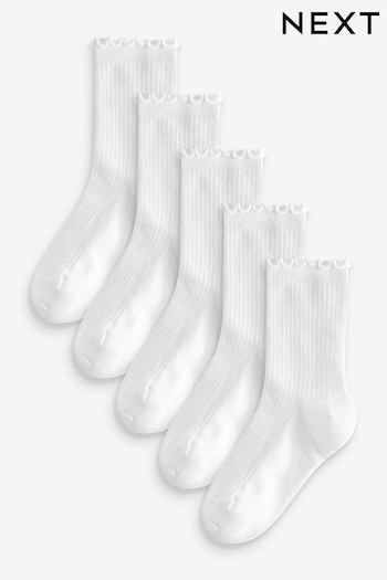 White Cotton Rich Ruffle Ankle Socks 5 Pack (436170) | £7.50 - £9.50
