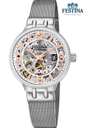 Festina Ladies Silver Tone Skeleton Watch (436334) | £219