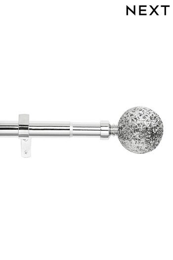 Brushed Silver Extendable Oriana 28mm Curtain Pole Kit (436416) | £45 - £70