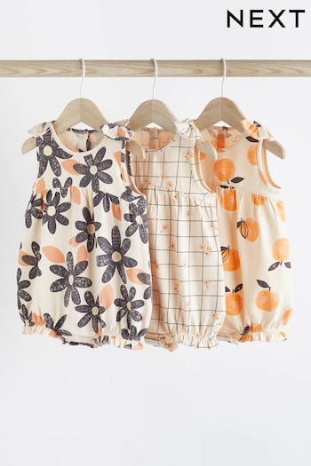 Orange Floral Baby Vest Rompers 3 Pack (436423) | £16 - £20