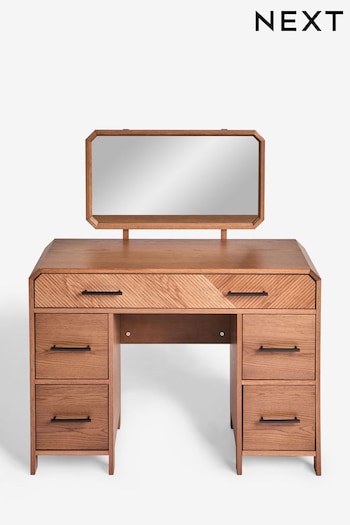 Dark Natural Ellis Oak Wood Console Dressing Table (436550) | £599