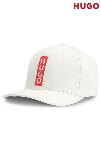 HUGO Cream Marker-Logo Cap In Cotton Jersey (437041) | £35