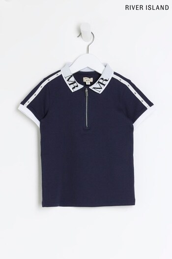 River Island Blue Boys Smart Logo Polo Shirt (437398) | £14
